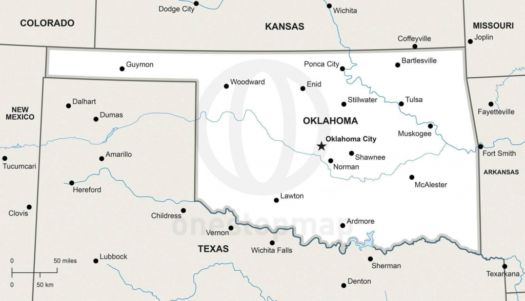 Vector Map Of Oklahoma Political | One Stop Map regarding Printable Map Of Oklahoma