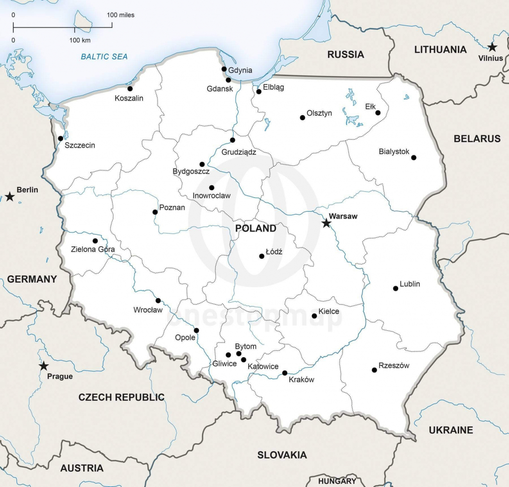Vector Map Of Poland Political | One Stop Map pertaining to Printable Map Of Poland