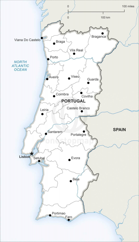 Vector Map Of Portugal Political | One Stop Map regarding Printable Map Of Portugal