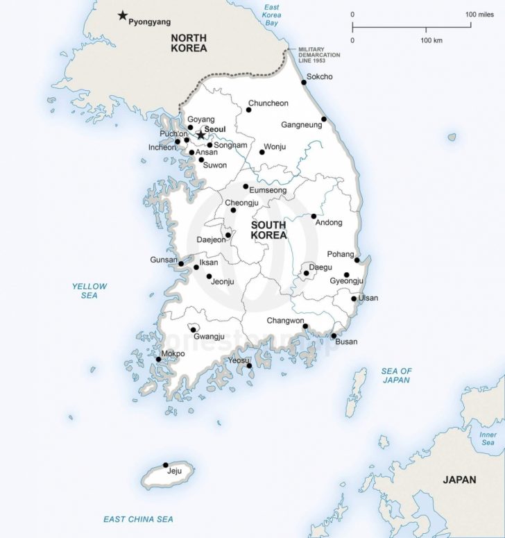 Vector Map Of South Korea Political | One Stop Map for Printable Map Of ...