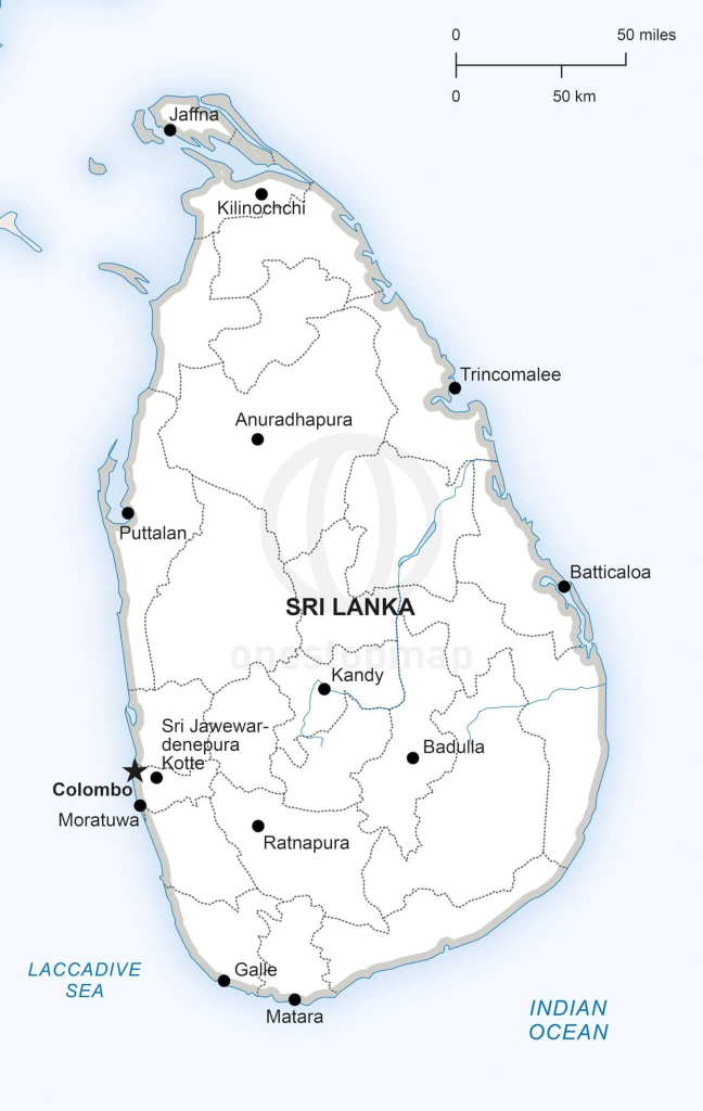 Vector Map Of Sri Lanka Political | One Stop Map pertaining to Printable Map Of Sri Lanka