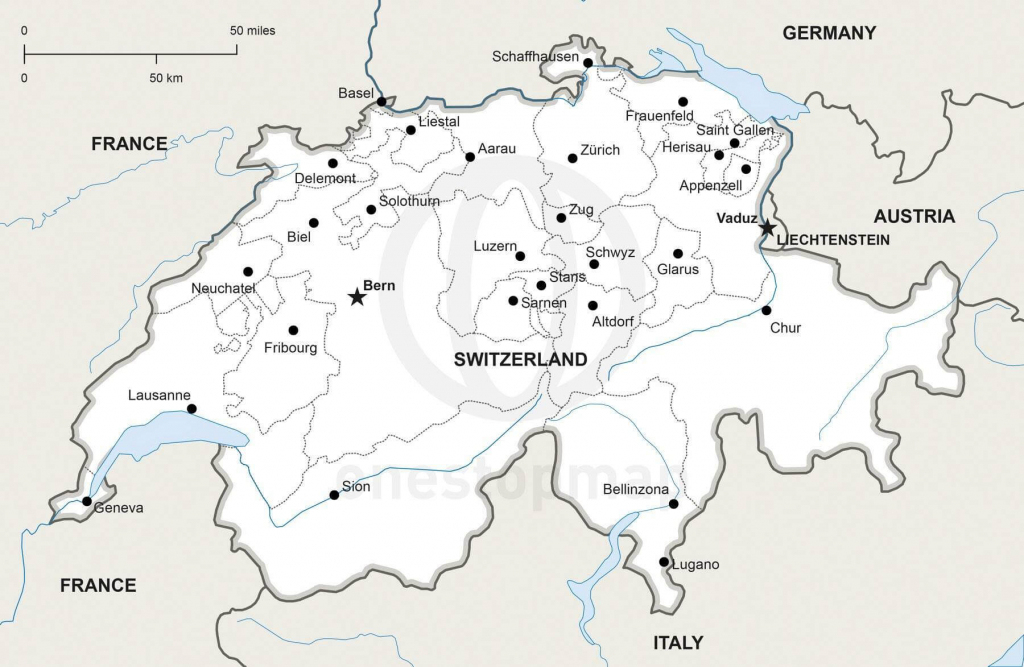 Vector Map Of Switzerland Political | One Stop Map with Printable Map Of Switzerland