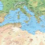 Vector Map Of The Mediterranean, Political With Shaded Relief | One Throughout Mediterranean Map Printable