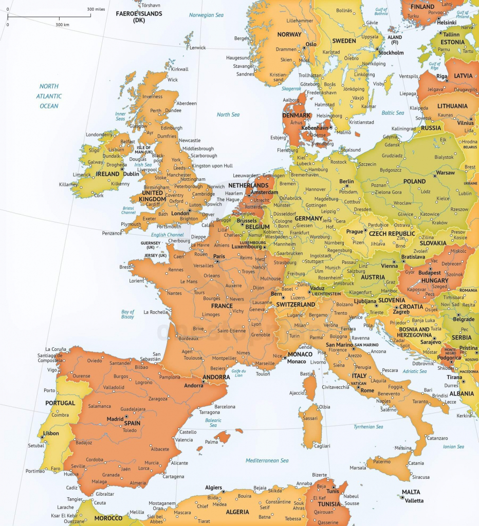 Vector Map Of Western Europe Political | One Stop Map throughout Printable Map Of Western Europe
