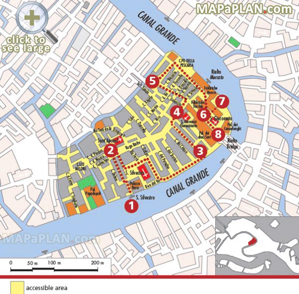 Venice Maps - Top Tourist Attractions - Free, Printable City Street Map for Printable Map Of Venice