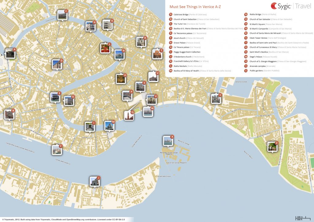 Venice Printable Tourist Map Sygic Travel Within Printable Walking