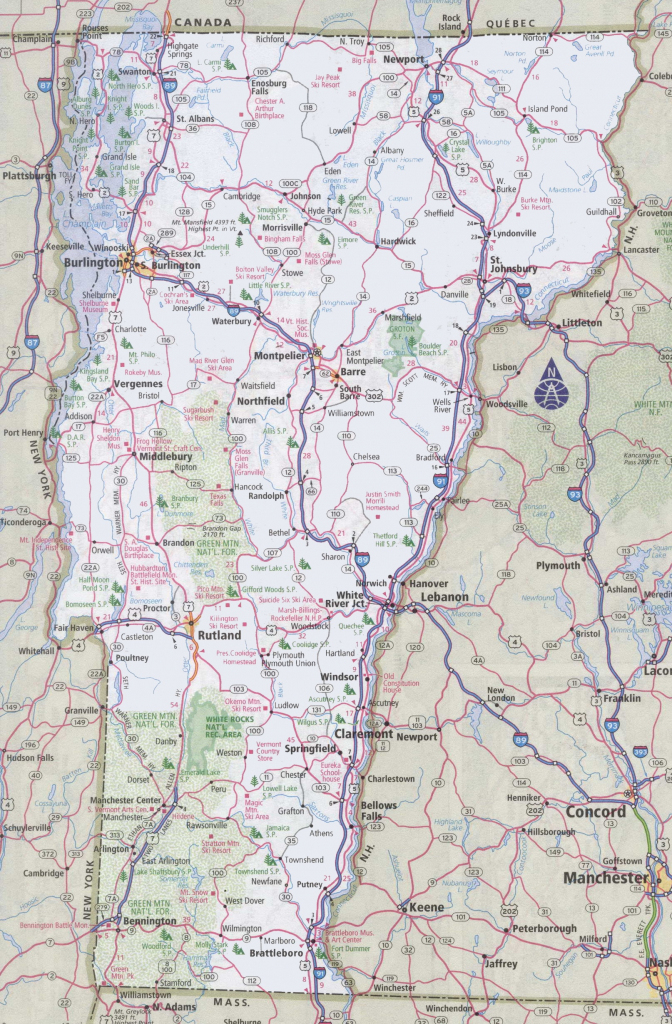Vermont Road Map throughout Printable Map Of Vermont