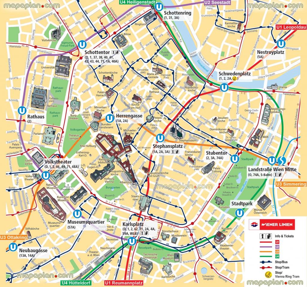 Vienna Map Ubahn Underground Subway Metro Stations Tram Stops throughout Printable Map Of Vienna