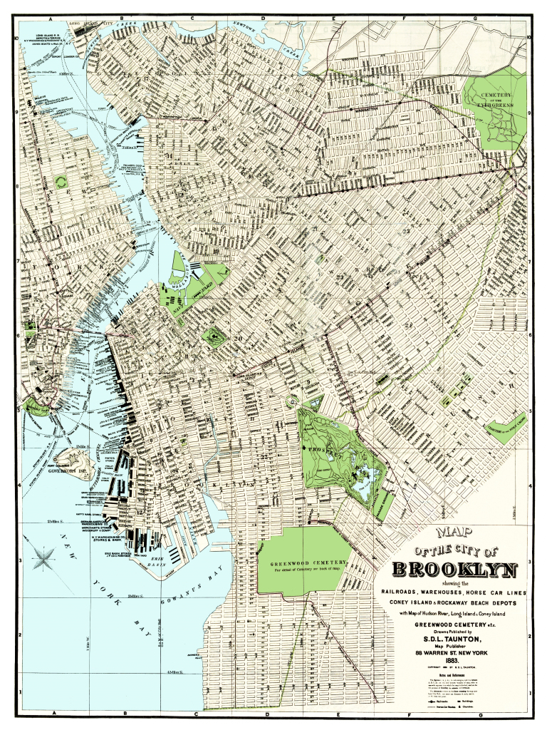 Vintage Guide Map And Directory Of Brooklyn From 1883 - Knowol pertaining to Printable Map Of Brooklyn