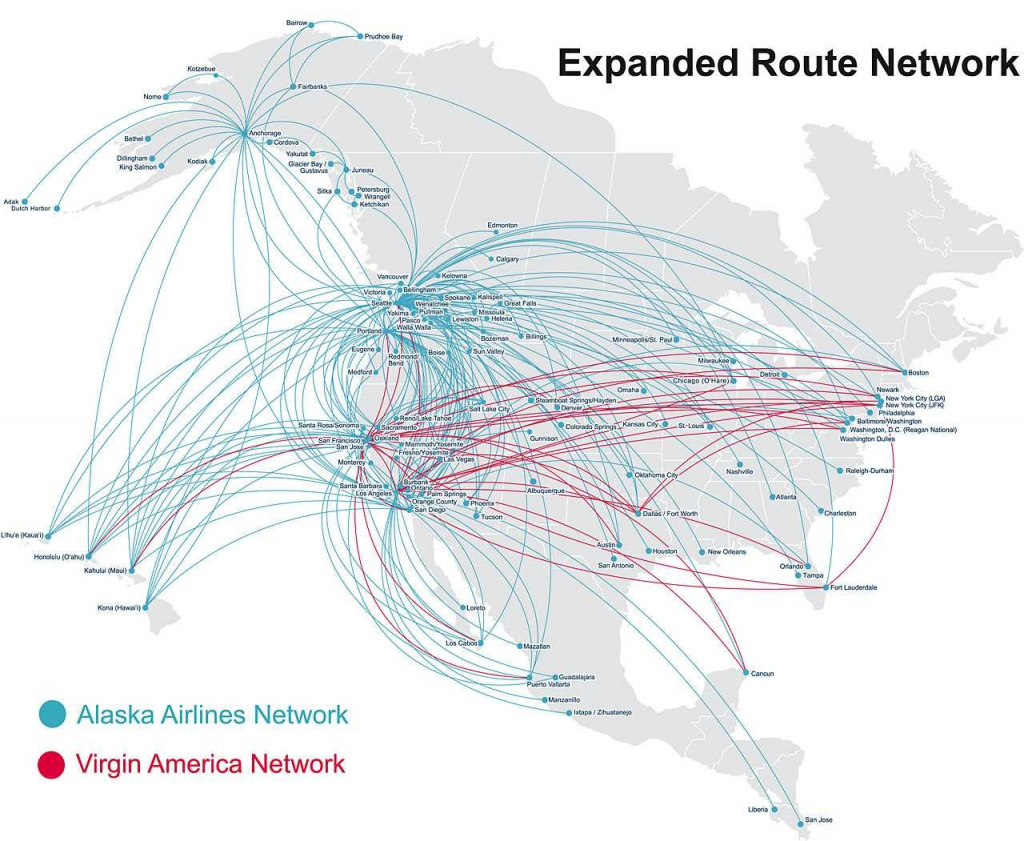 Virgin America Route Map Alaska Airlines At Flight Nextread Me pertaining to Alaska Airlines Printable Route Map