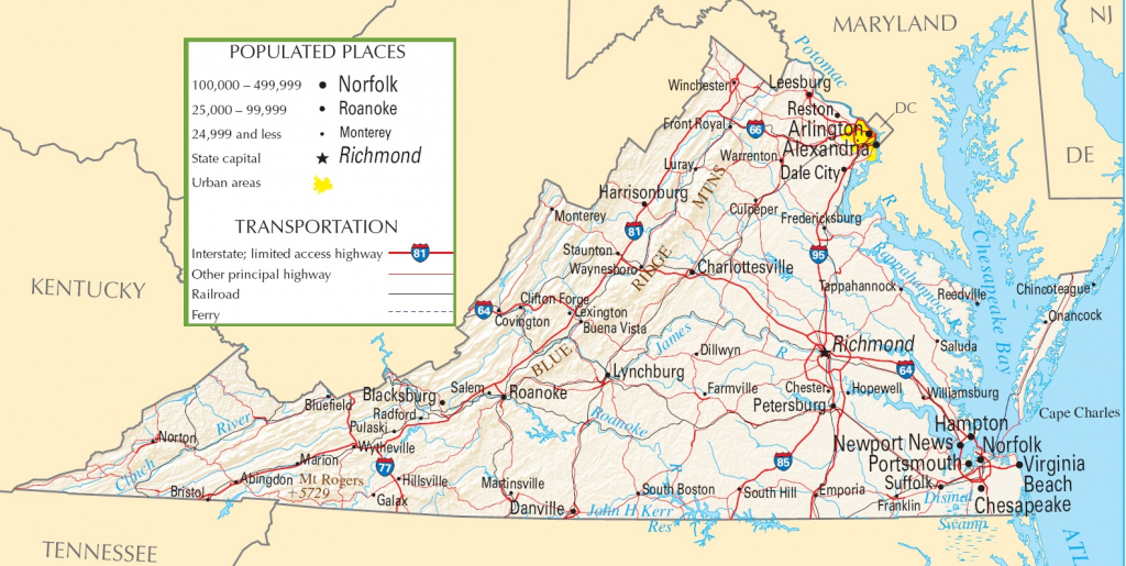 Virginia Highway Map for Printable Map Of Virginia