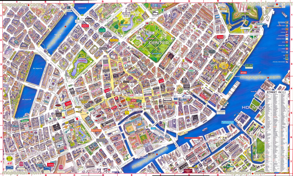 Virtual Interactive 3D Copenhagen Denmark City Center Free Printable regarding Free Printable Aerial Maps
