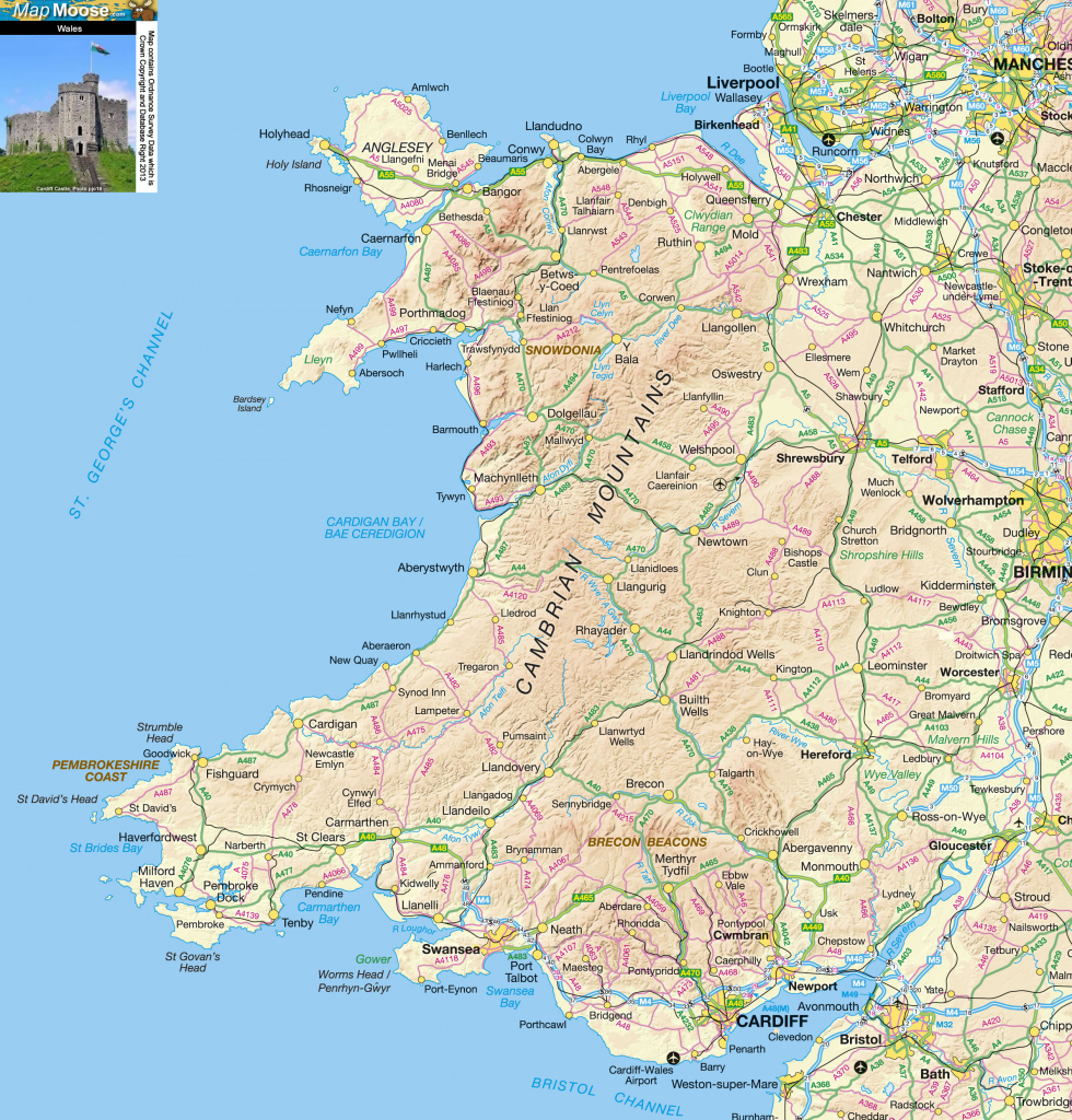 Wales Offline Map, Including Anglesey, Snowdonia, Pembrokeshire And pertaining to Printable Map Of Wales