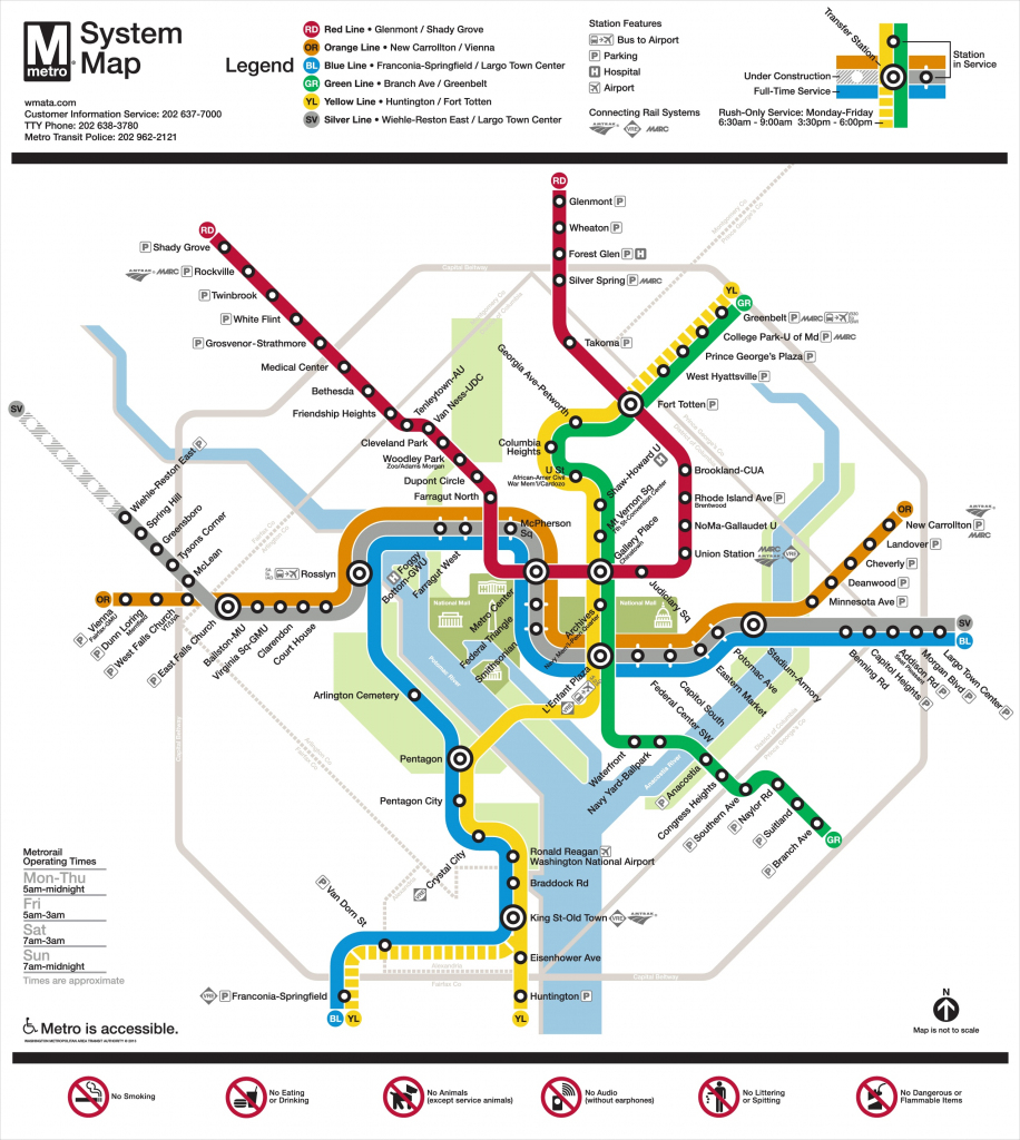 Washington, D.c. Metro Map regarding Printable Washington Dc Metro Map
