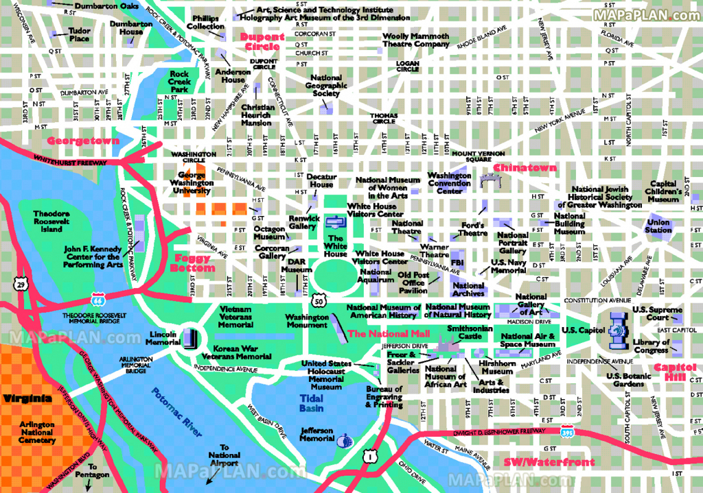 Washington Dc Maps - Top Tourist Attractions - Free, Printable City in Printable Map Of Downtown Dc