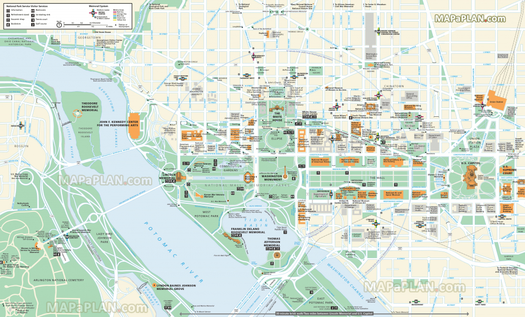 Washington Dc Maps - Top Tourist Attractions - Free, Printable City throughout Printable Map Of Dc Monuments