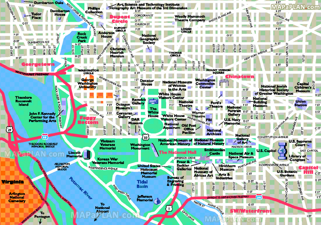 Dc Tourist Map And Travel Information Download Free Dc Tourist Map 