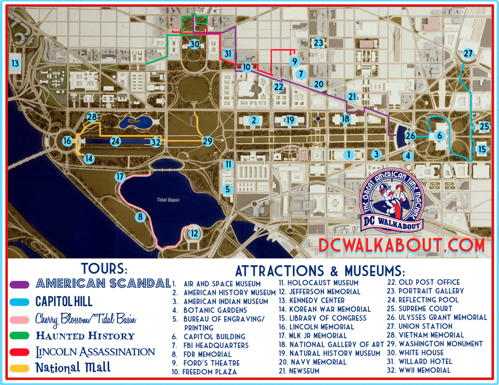 Washington Dc Tourist Map | Tours &amp;amp; Attractions | Dc Walkabout with Map Of Downtown Washington Dc Printable