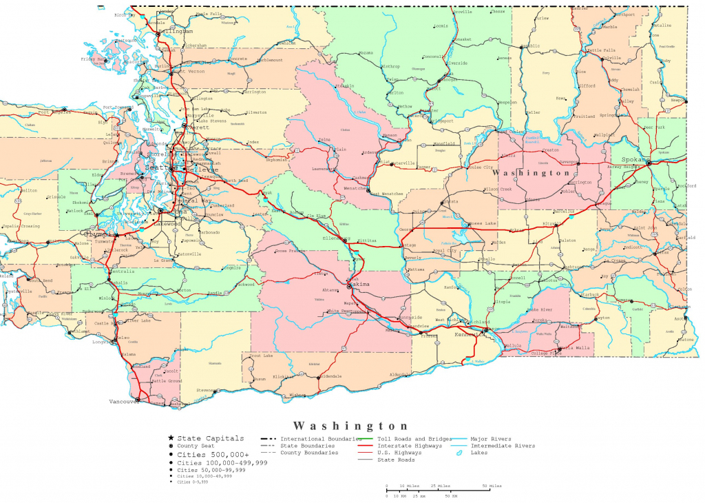 Washington Printable Map pertaining to Printable Map Of Washington State