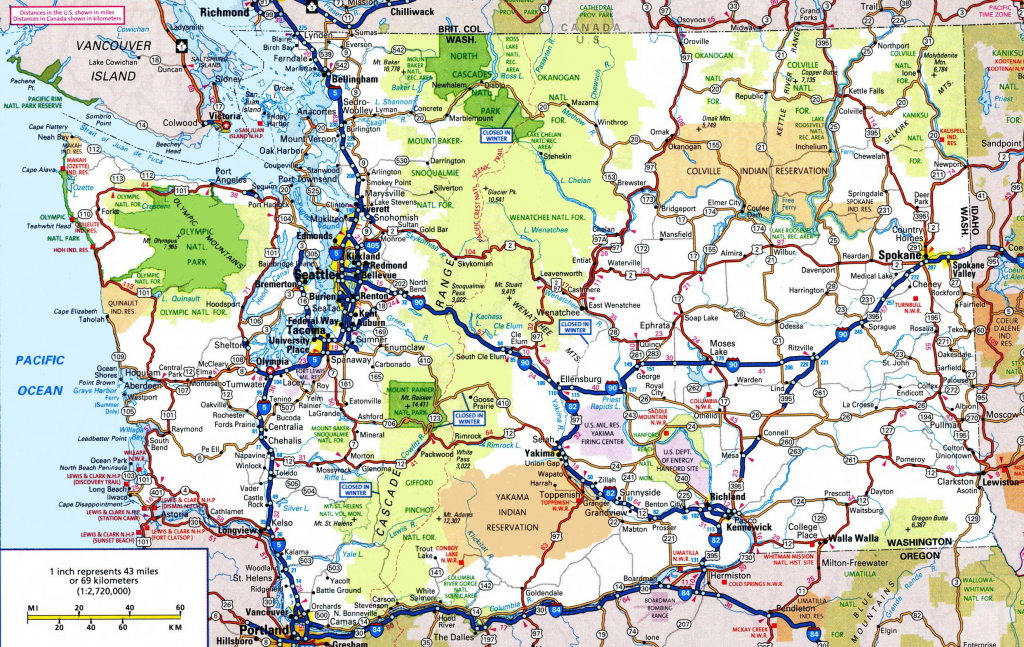 Washington Road Map with regard to Free Printable Map Of Washington State