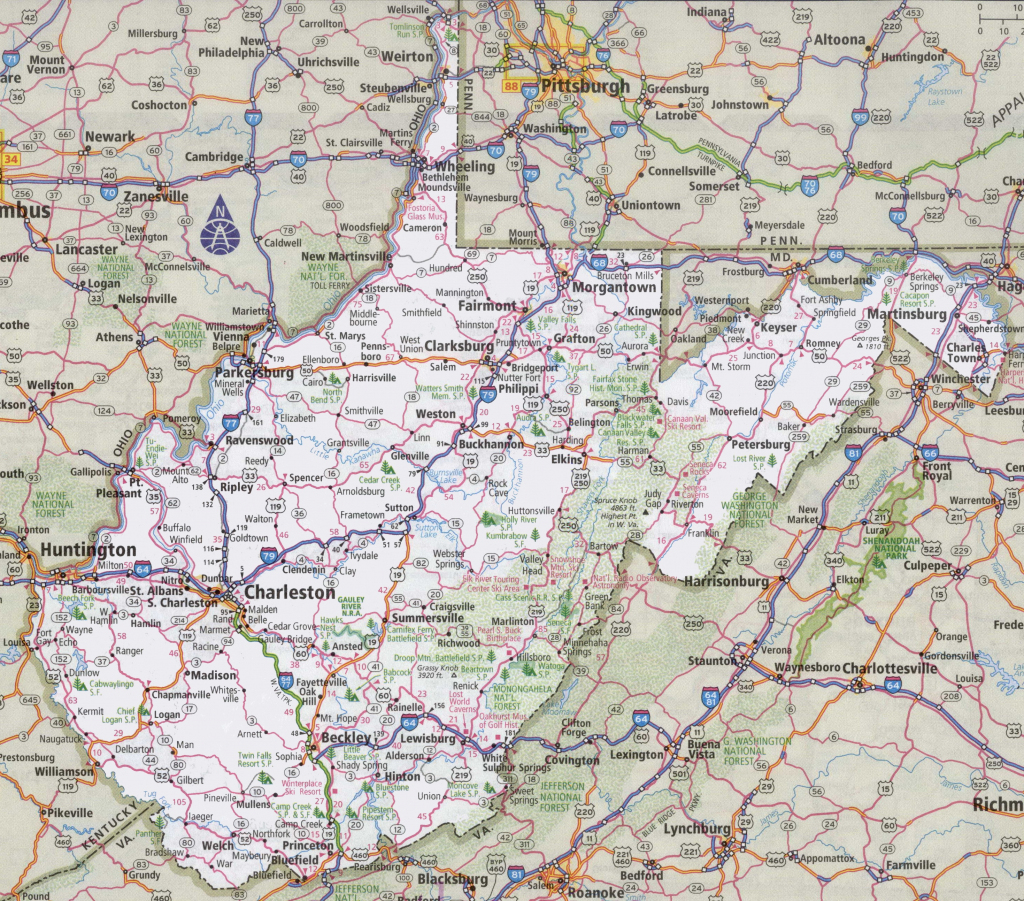 West Virginia Road Map within Printable Map Of West Virginia