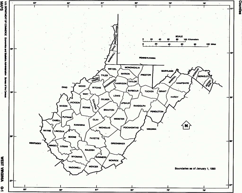 West Virginia State Map With Counties Outline And Location Of Each regarding Printable State Maps With Counties