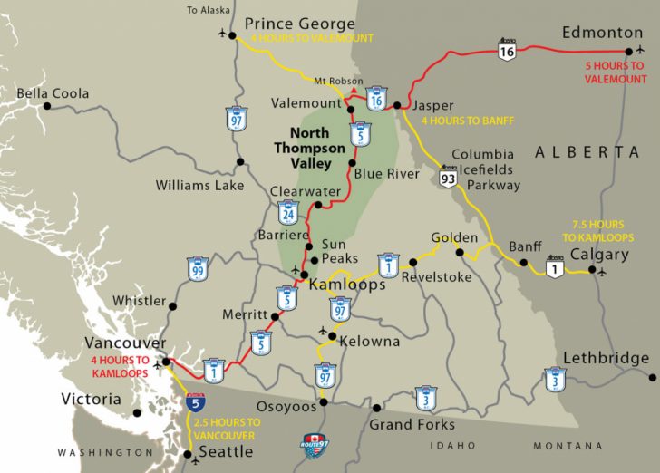 Western Canada Map - Barriere, Lower North Thompson Valley throughout