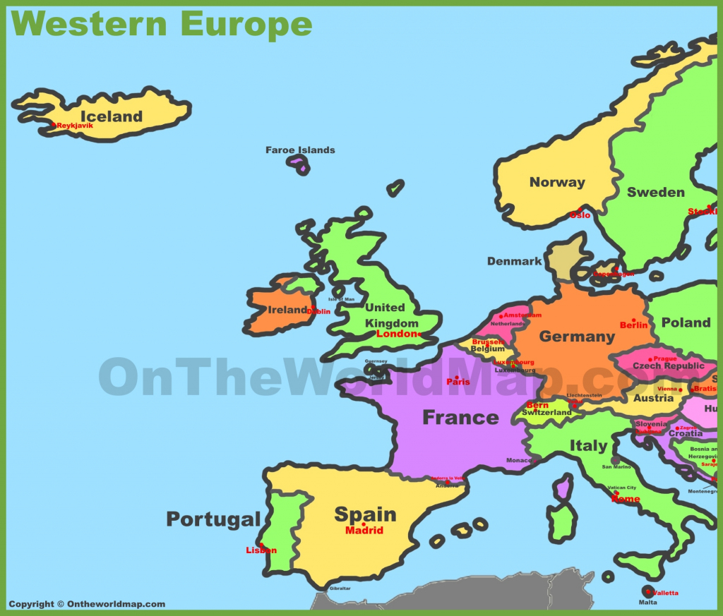 Western Europe Map throughout Printable Map Of Western Europe