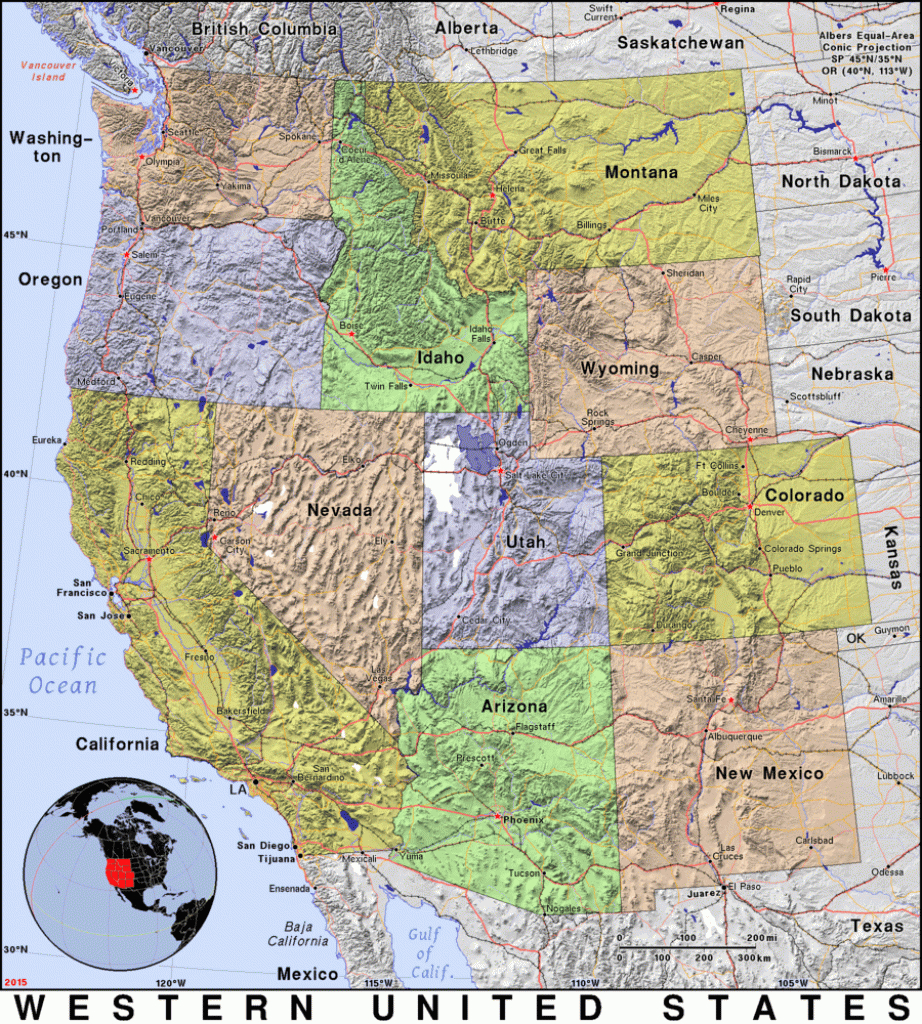 Western United States · Public Domain Mapspat, The Free, Open within Printable Map Of Western Canada