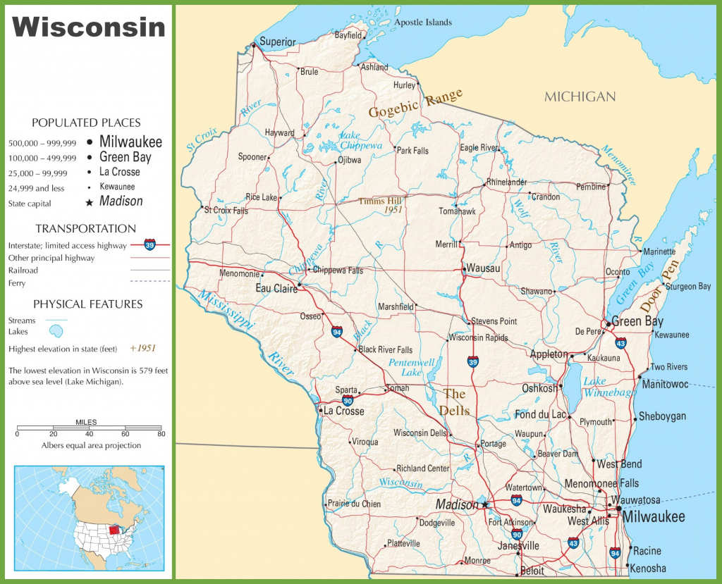 Wisconsin Highway Map throughout Printable Map Of Wisconsin