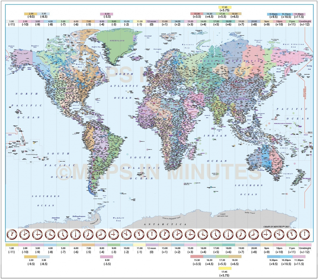 World Map Showing Time Zones And Travel Information | Download Free for World Time Zone Map Printable Free